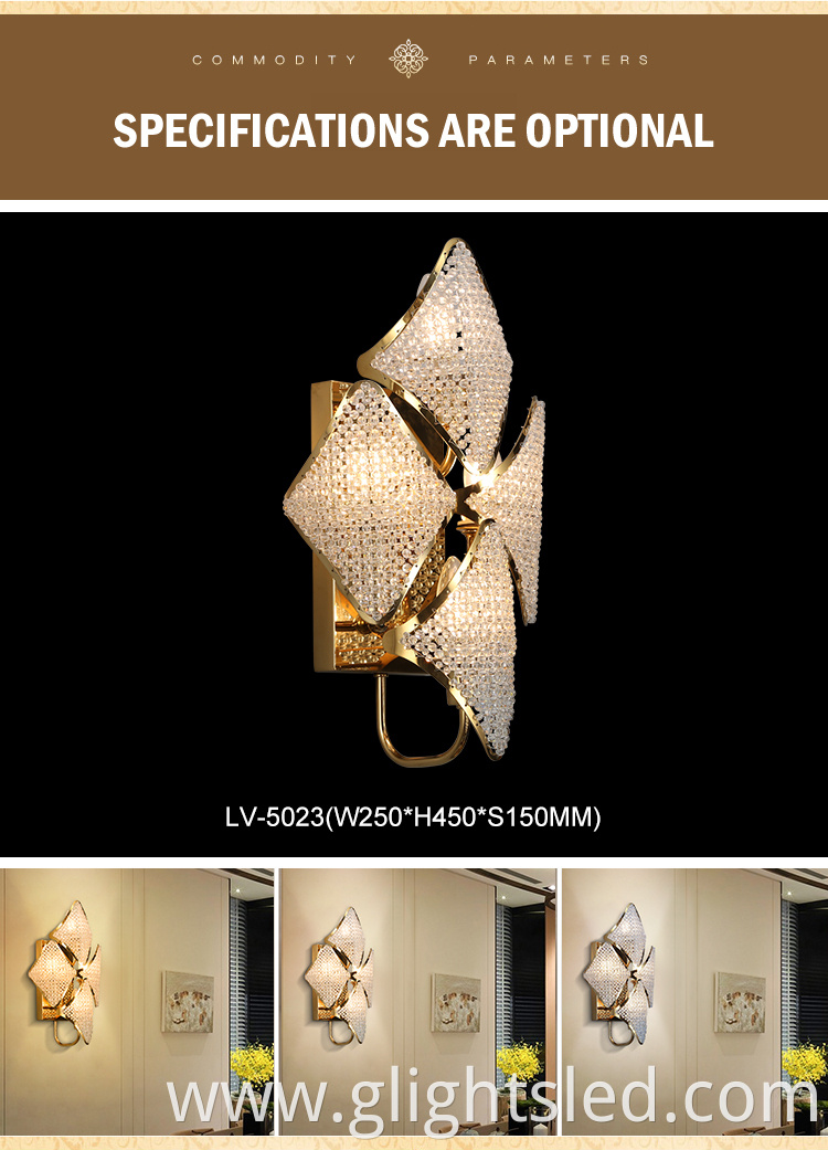 G-Lights Creative Design Indoor Decorative Bedroom Bedside Led Crystal Wall Light